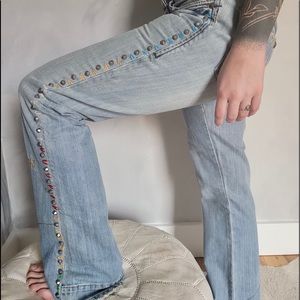 ODYN studded embroidered denim